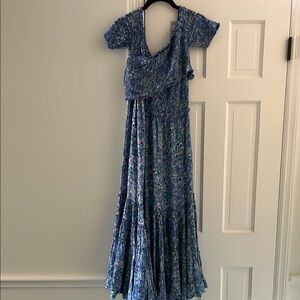 Elegant Blue Floral Women's Dress
